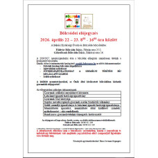 BÖLCSŐDEI ELŐJEGYZÉS 2026.